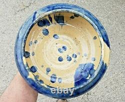 North Carolina Auman Pottery Cole Attribution Blue Mottled 8 Bowl arts & crafts