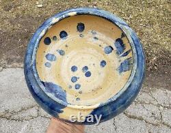 North Carolina Auman Pottery Cole Attribution Blue Mottled 8 Bowl arts & crafts