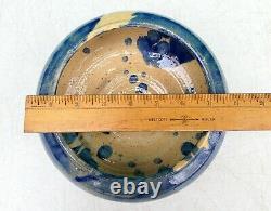 North Carolina Auman Pottery Cole Attribution Blue Mottled 8 Bowl arts & crafts