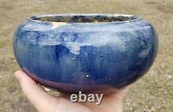 North Carolina Auman Pottery Cole Attribution Blue Mottled 8 Bowl arts & crafts