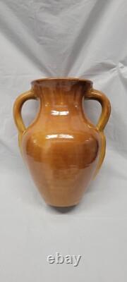 North Carolina pottery 2 handle handle tan 10.75 inch Vintage Amphora # 5693