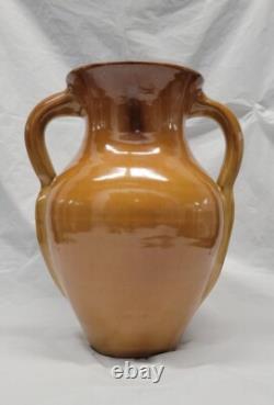 North Carolina pottery 2 handle handle tan 10.75 inch Vintage Amphora # 5693