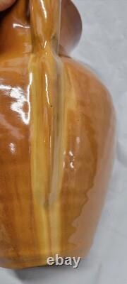 North Carolina pottery 2 handle handle tan 10.75 inch Vintage Amphora # 5693