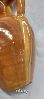 North Carolina pottery 2 handle handle tan 10.75 inch Vintage Amphora # 5693