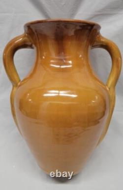 North Carolina pottery 2 handle handle tan 10.75 inch Vintage Amphora # 5693