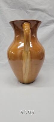 North Carolina pottery 2 handle handle tan 10.75 inch Vintage Amphora # 5693