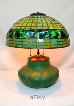 ORIGINAL HAMPSHIRE POTTERY TABLE LAMP w 16 TURTLEBACK DOME, ARTS & CRAFTS