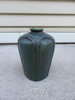 OZARK POTTERY ORGANIC MATTE GREEN GLAZE Squat Vase Arts And Crafts Era
