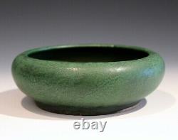 Old Pottery Matt Green Arts & Crafts Antique Hand Turned Low Vase Bowl