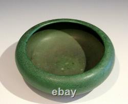 Old Pottery Matt Green Arts & Crafts Antique Hand Turned Low Vase Bowl