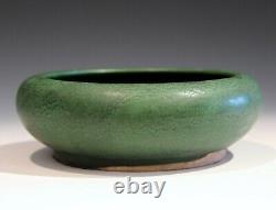 Old Pottery Matt Green Arts & Crafts Antique Hand Turned Low Vase Bowl