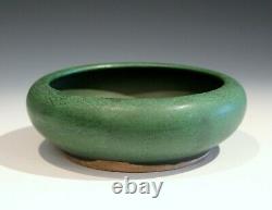 Old Pottery Matt Green Arts & Crafts Antique Hand Turned Low Vase Bowl