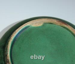Old Pottery Matt Green Arts & Crafts Antique Hand Turned Low Vase Bowl