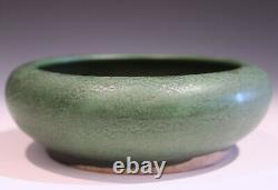 Old Pottery Matt Green Arts & Crafts Antique Hand Turned Low Vase Bowl