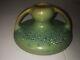 Old Green Fulper Art & Craft Pottery Vase With Crystal Glaze Decorations 1920s