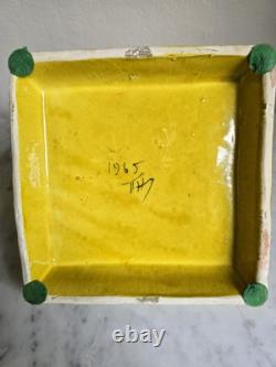One 3 pcs set Italy hand-crafted Green/yellow pottery tulip vase Aldo Londi