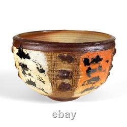 Otto Heino California Studio Art Pottery Textured Vase Bowl Vintage 2003 Large