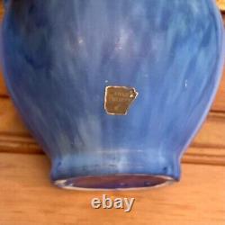 Outstanding Camark Pottery Matte Blue Arts & Crafts 2 handled Drip Vase Arkansas