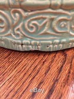 Outstanding Vintage Arts & Crafts Mint Green Pottery Umbrella / Cane Stand