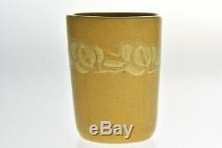 Overbeck Pottery 1911-55 Arts and Crafts Yellow Brown Carved Tumbler Pencil Vase