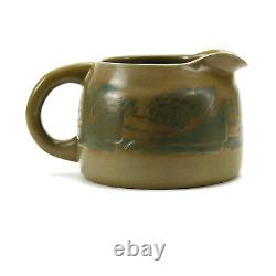 Overbeck Pottery landscape panel 9x5 pitcher matte green arts & crafts