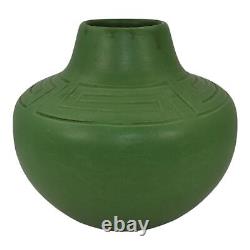 Owens Early 1900s Vintage Arts and Crafts Pottery Matte Green Ceramic Vase 52