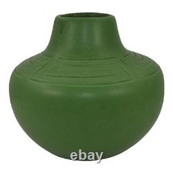 Owens Early 1900s Vintage Arts and Crafts Pottery Matte Green Ceramic Vase 52