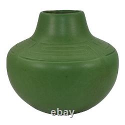 Owens Early 1900s Vintage Arts and Crafts Pottery Matte Green Ceramic Vase 52