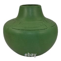 Owens Early 1900s Vintage Arts and Crafts Pottery Matte Green Ceramic Vase 52