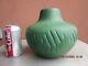 Owens Pottery Arts & Crafts Hand Tooled Matte Green 7 By 8 Vase