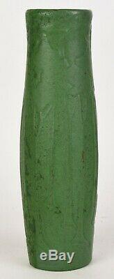 Owens Pottery Matte Green Arts And Crafts 13.25 Vase With Trees