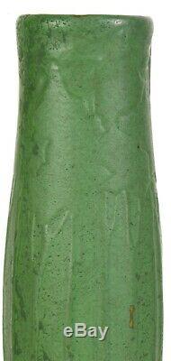 Owens Pottery Matte Green Arts And Crafts 13.25 Vase With Trees