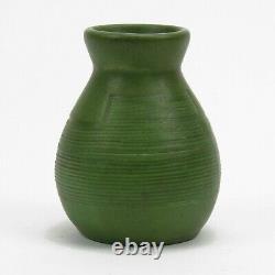 Owens Pottery matte green arts & crafts geometric tribal design vase