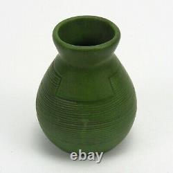 Owens Pottery matte green arts & crafts geometric tribal design vase