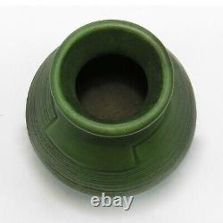 Owens Pottery matte green arts & crafts geometric tribal design vase