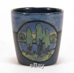 PRP Saturday Evening Girls pottery mug tree landscape arts & crafts blue SEG