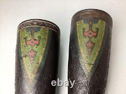 Pair Arts & Crafts Japanese Cone Shaped Pottery Wall Pockets
