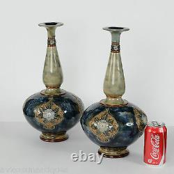 Pair Early 15 Arts & Crafts Royal Doulton Vases