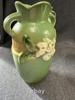 Pair Of Vintage Roseville Gardenia Urn VASES Pair 6 ARTS & CRAFTS Pottery 40's