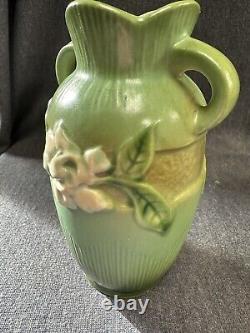 Pair Of Vintage Roseville Gardenia Urn VASES Pair 6 ARTS & CRAFTS Pottery 40's