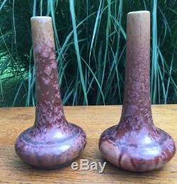 Pair Thomas Gotham 8 1/2 California Crystalline Arts & Crafts Pottery Vases
