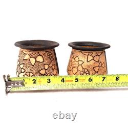 Pair Weller Claywood Planter Pots Arts Crafts Floral Relief Pottery USA Antique