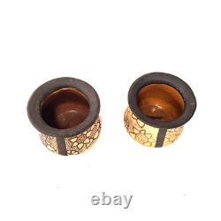 Pair Weller Claywood Planter Pots Arts Crafts Floral Relief Pottery USA Antique