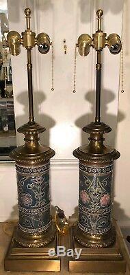Pair of Antique Doulton Lambeth Arts & Crafts Pottery Lamps SL