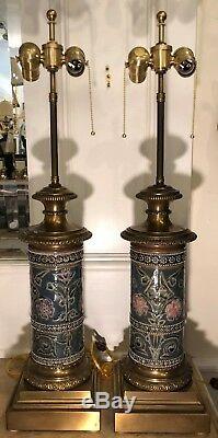 Pair of Antique Doulton Lambeth Arts & Crafts Pottery Lamps SL