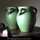 Pair Of Mountainside Pottery Matte Green Vases Arts & Crafts