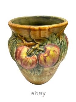 Pair of Weller Ceramic Apple Vases Ohio Art Pottery Baldin Pattern, 1920's