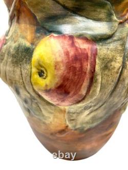 Pair of Weller Ceramic Apple Vases Ohio Art Pottery Baldin Pattern, 1920's