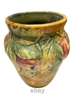 Pair of Weller Ceramic Apple Vases Ohio Art Pottery Baldin Pattern, 1920's
