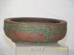 Peters & Reed Antique c1900 American Art Pottery Arts & Crafts DragonFly Bowl